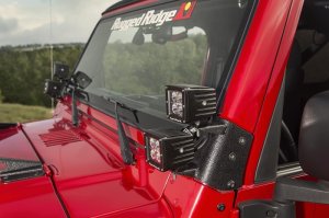 Jeep Wrangler Light Mounts - Dual A-Pillar - Rugged Ridge - Textured Black - `97-`06